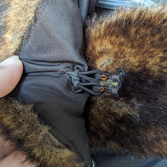 Jones New York Dark Brown Teddy Coat with Faux Fur Trim - Picture 3 of 16